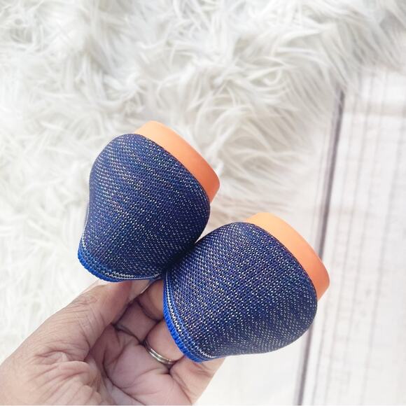 Rothy’s The Point Bright Blue Birdseye Space Dye Orange Sole Flat Size 6 Retired - Picture 6 of 10